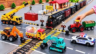Mega Toy Train Model Toy Vehicles Mini Railway Train Cars Vs Construction Trucks