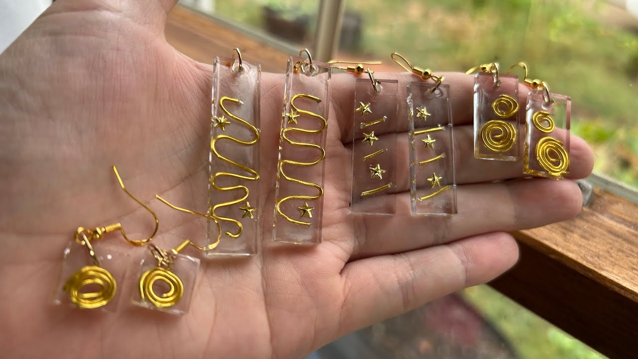 Простые серьги из УФ-смолы с использованием ювелирной проволоки! 💕 Подходит для новичков!
