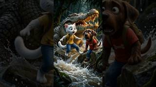 Giant Crocodile Ne River Se Kar Diya Attack! #cartoon #dog #cat #shorts