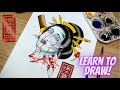 How to draw a severed head tattoo  japanese tattoo flash tutorial