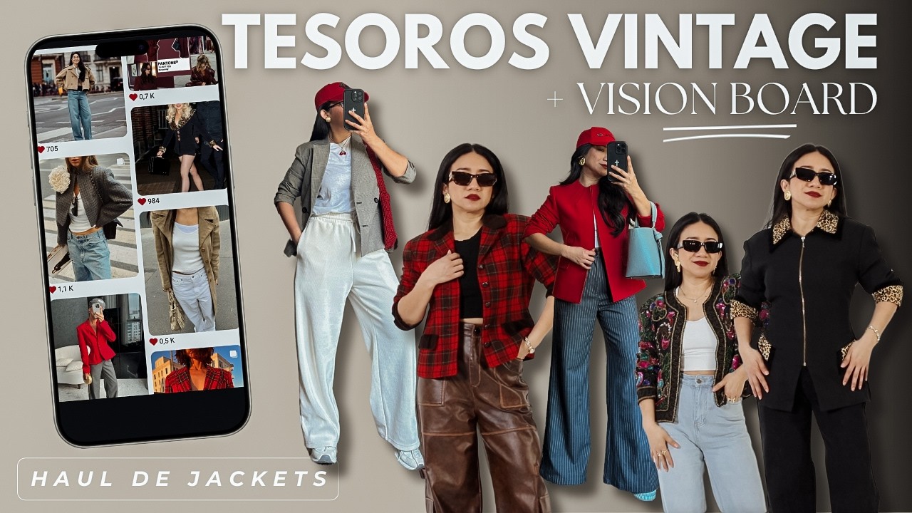 COMPRAS DE SEGUNDA MANO ✨ TRY-ON OUTWEARS, TESOROS VINTAGE PRE-LOVED THRIFT + PINTEREST VISION BOARD