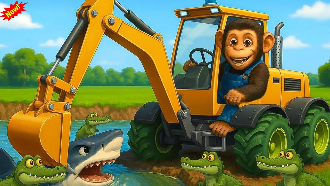 Wheel Theft Incident, Smart Monkey Farmer Gets Back Wheel At Shark Lake - Farm Work | Funny Monkey 🐒