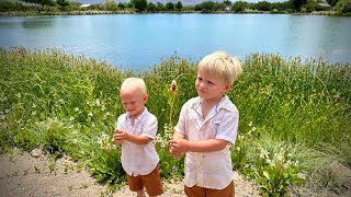 Exploring historic Canoa Lake. Attempting to catch frogs and butterflies!