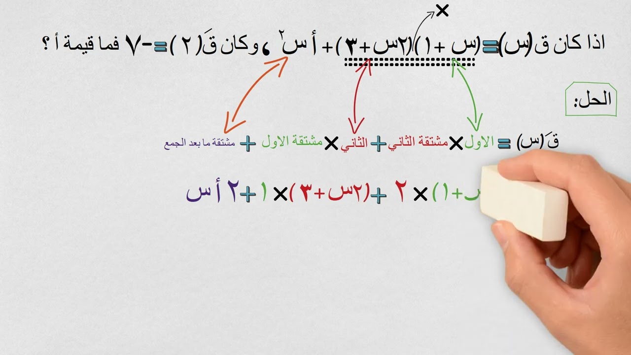 مشتقة الضرب (ايجاد مجهول)