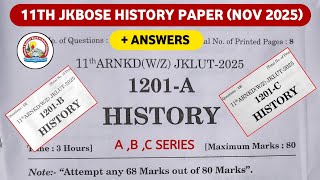jkbose class 11th history paper 2025 | jkbose todays history paper class 11th | a b c series screenshot 2