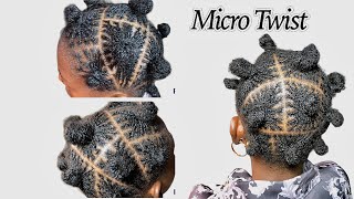 How To: Micro Twist on Short Natural Hair | Grid Pattern | Detailed Video