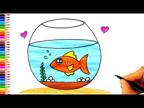 Akvaryumda Balık Çizimi - Sevimli Balık Çizimi - Kolay Çizimler - Balık Resmi Nasıl Çizilir?
