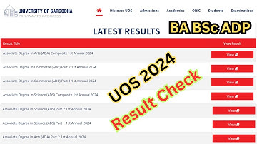 UOS Results 2024 Check BA BSc ADP | ADA Result 2024 UOS | BA BSc Result 2024 UOS