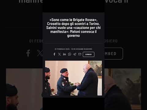 Video Scontri a Torino. Meloni: “Domani riunione di governo, valutiamo il decreto sicurezza”