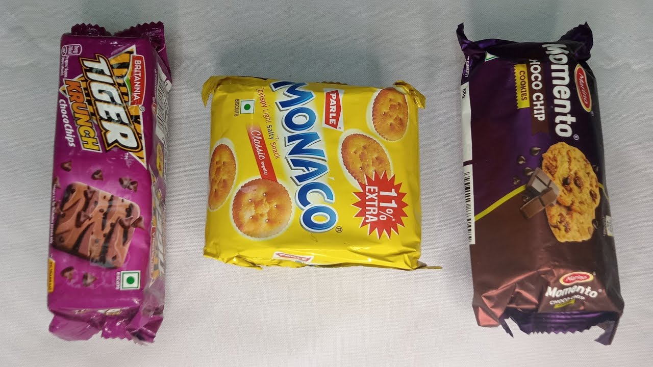 Britannia Tiger Krunch Chacochip Vs Monaco Classic Vs Momento Choco Chip Cookies ||🍪🍪🍪|| Biscuit 🍪||