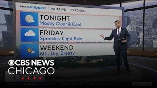 Mostly clear & cool Thursday night; a few sprinkles on Friday