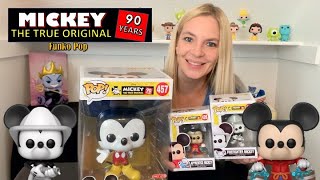 Mickey True Original 90 Years Funko Pops 10 Inch Mickey, Apprentice Mickey And Firefighter Mickey