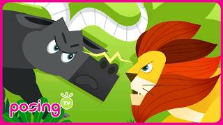 🦁Fight in the savanna🐃 | Animalsong | PosingTV