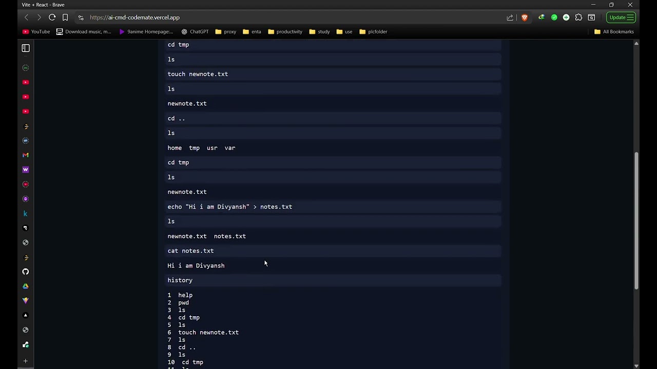 Codemate.io : Cmd Terminal Demo 21st Sep 2025