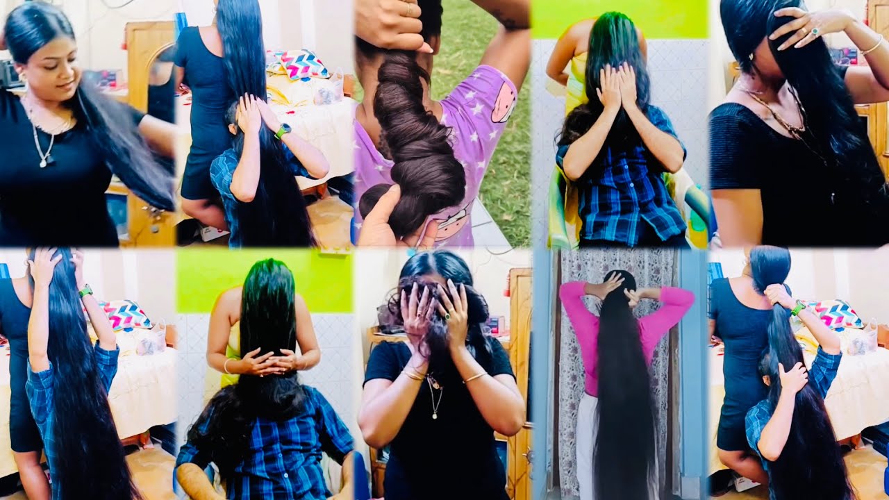 🔥 “relaxing long hair play + beautiful bun opening 😍”