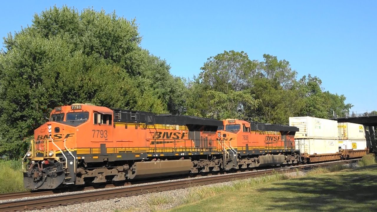 Two Stack Trains- BNSF & CSX Power, Galesburg, IL