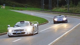 Mercedes CLK GTR vs Porsche 911 GT1 - Drag Race, Sound & Accelerations