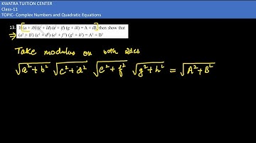 13. If (a + ib) (c + id) (e + if) (g + ih) = A + iB, then show that(a2 + b2) (c2 + d2)