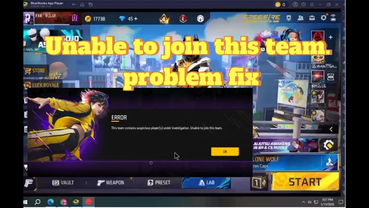 This team contains suspicious player(s) under investigation. Unable to join this team. problem fix