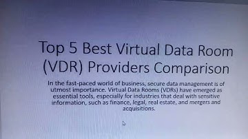 Top 5 Best Virtual Data Room VDR Providers Comparison
