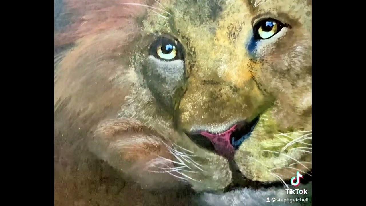 “The King” watercolor Lion on black mixed media Strathmore paper