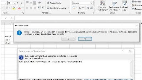 Error macros Excel. Parte quitada: Parte /xl/vbaProject.bin. Hemos encontrado un problema..