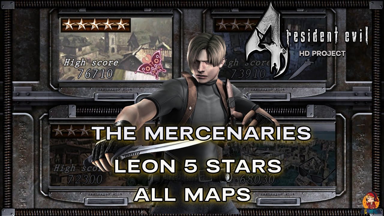 Resident Evil 4 [2005] The Mercenaries Leon 5 stars All Maps - YouTube