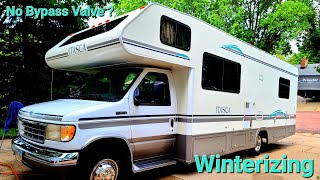 Winterizing an RV/Camper without a hot water heater bypass valve.
