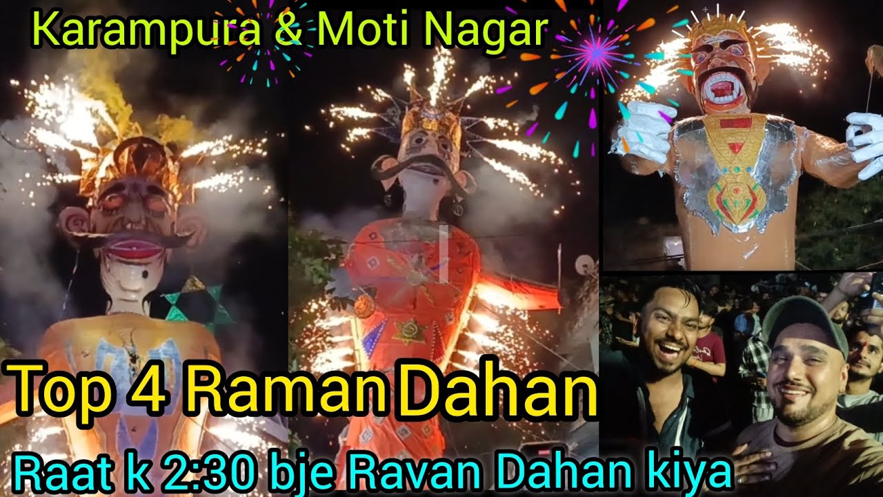 🇮🇳Ravan Dahan🔥2 lakh ka Ravan🤑crane ke sath hi Jala Diya Ravan😱 karampura & Moti Nagar Dussehra OMG 