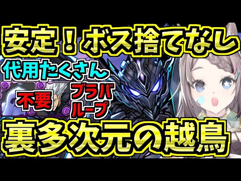 【かなり安定】越鳥チャレンジ！クロロ×ブラックバード編成！代用・立ち回り解説！裏多次元の越鳥【パズドラ】