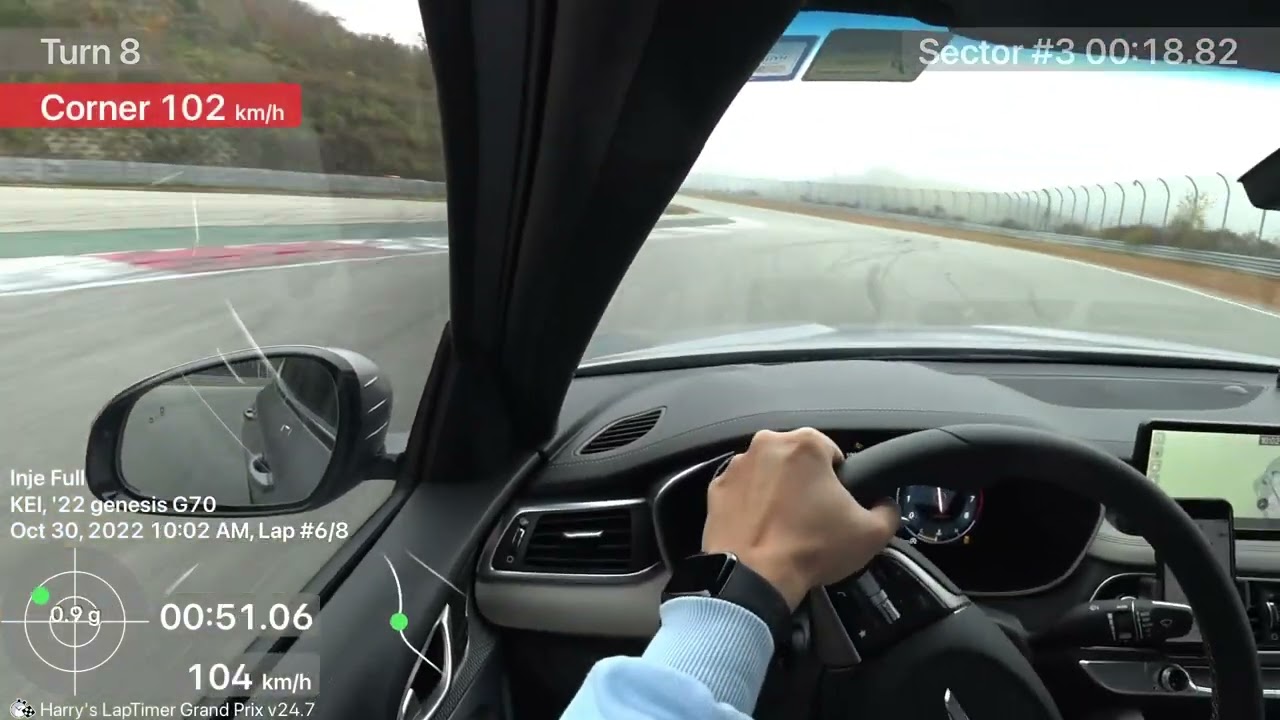 G70 3.3 후륜 순정차량 인제 주행(3rd trial, 2:01.97)