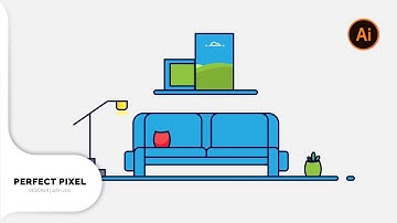 Living Room Flat Icon Design In Adobe Illustrator CC
