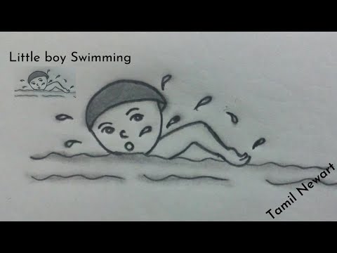 How to draw a Little Boy swimming | Boy drawing | Easy drawing | @TamilNewArt
