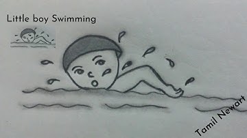 How to draw a Little Boy swimming | Boy drawing | Easy drawing | @TamilNewArt