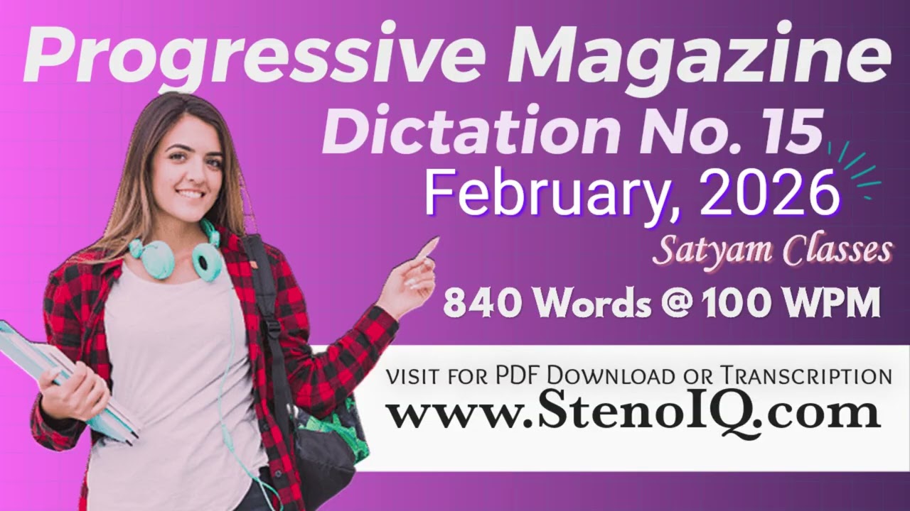 FEB Execerise No  15 | 100 WPM | PROGRESSIVE SHORTHAND | February 2026 | #stenoiq #steno