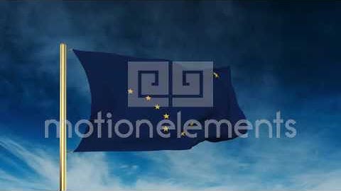 Alaska Flag Slider Style. Waving In The Win With Cloud Background Animation Stock Animation