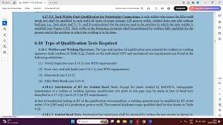 Visual inspection and mechanical testing requirements in AWS D1.1 welder qualification