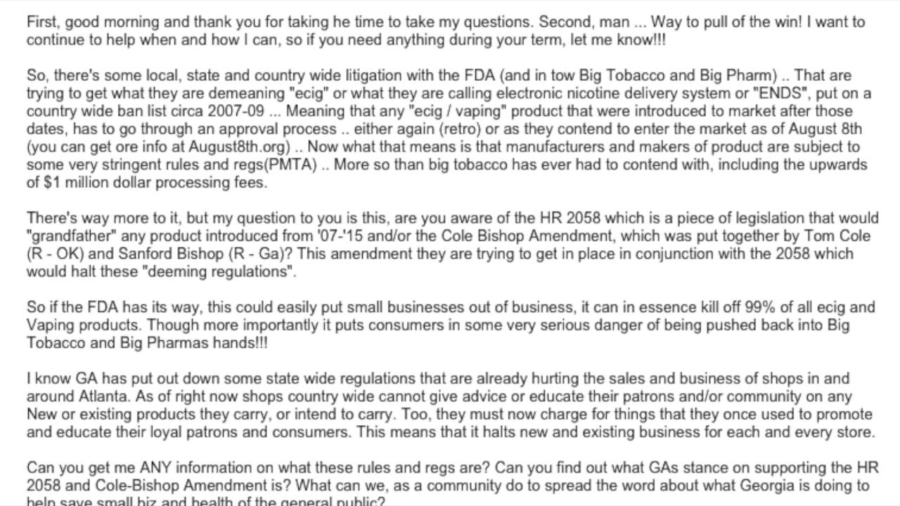 H.R. 2058 / Cole-Bishop email to GA rep