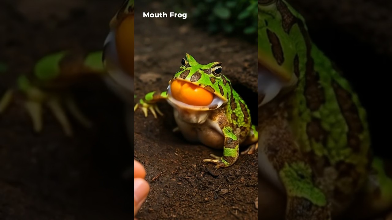 Cute frog Eat Orange ! 