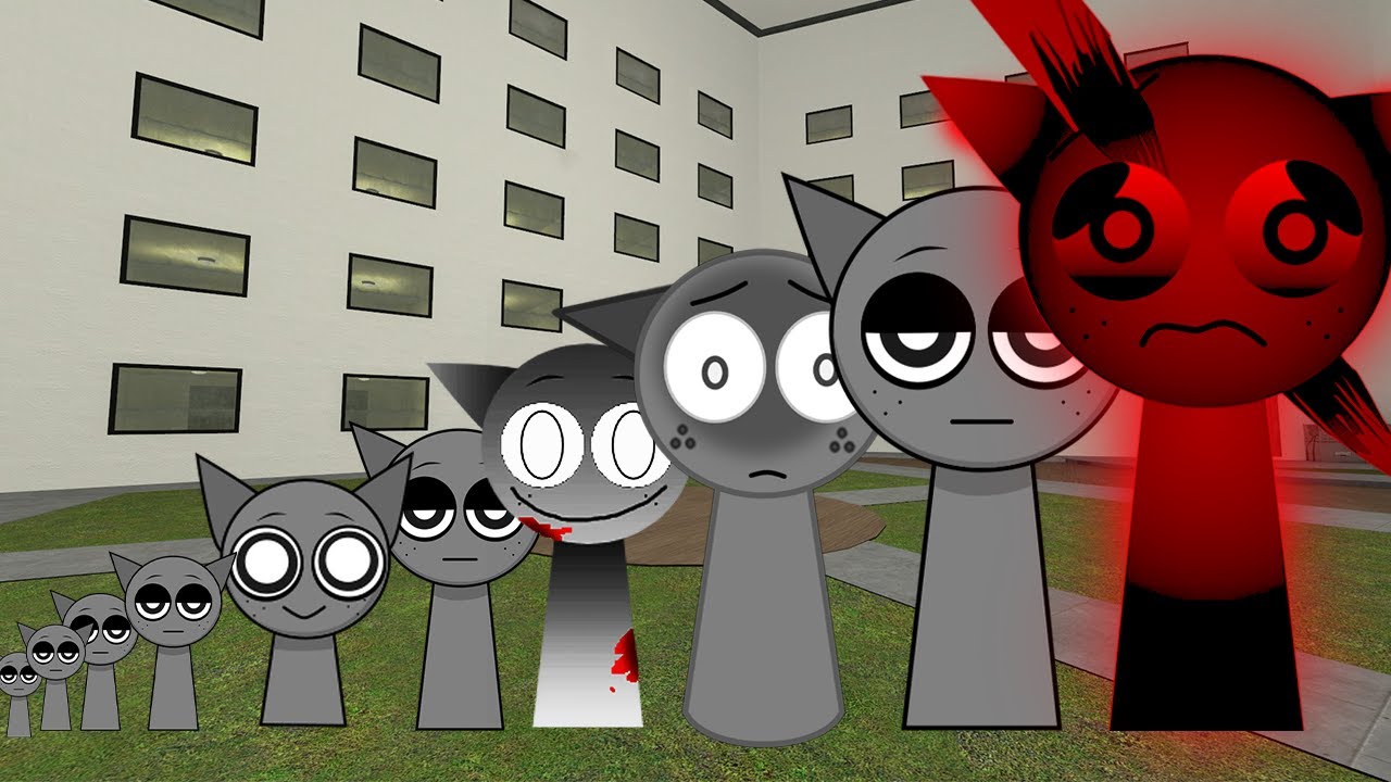 All the Sizes of Sprunki Grey want Me to help them From Full Hotel Of Sprunki in Gmod