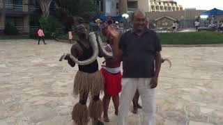 Famous Python snake in Tanzania, Africa hotel (Entertainment Show). Wealth