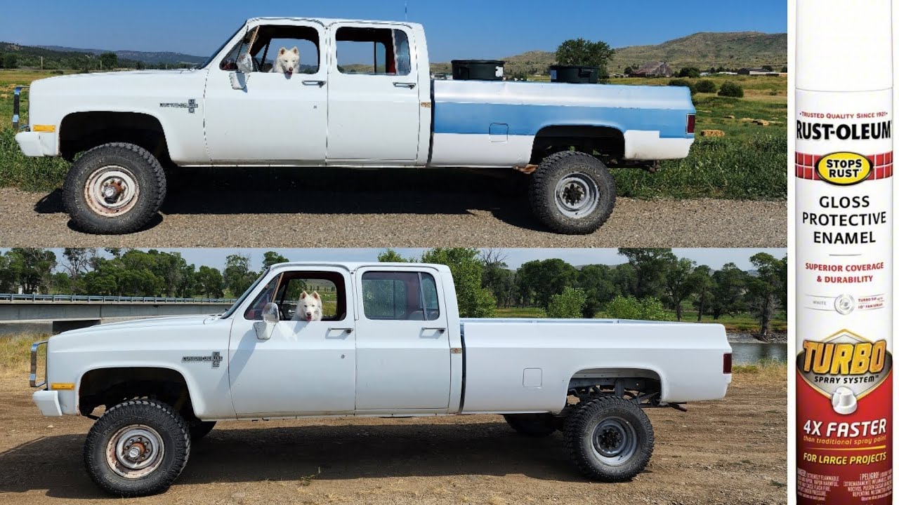 Squarebody Chevy Rustoleum Turbo can and Professional primer paint job