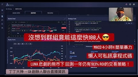 【 Python 】回測一年63.95%勝率103%報酬率的MACD策略！懶人私訊拿程式碼 #Dinsight區塊觀點 #CryptoArsenal | EP 09