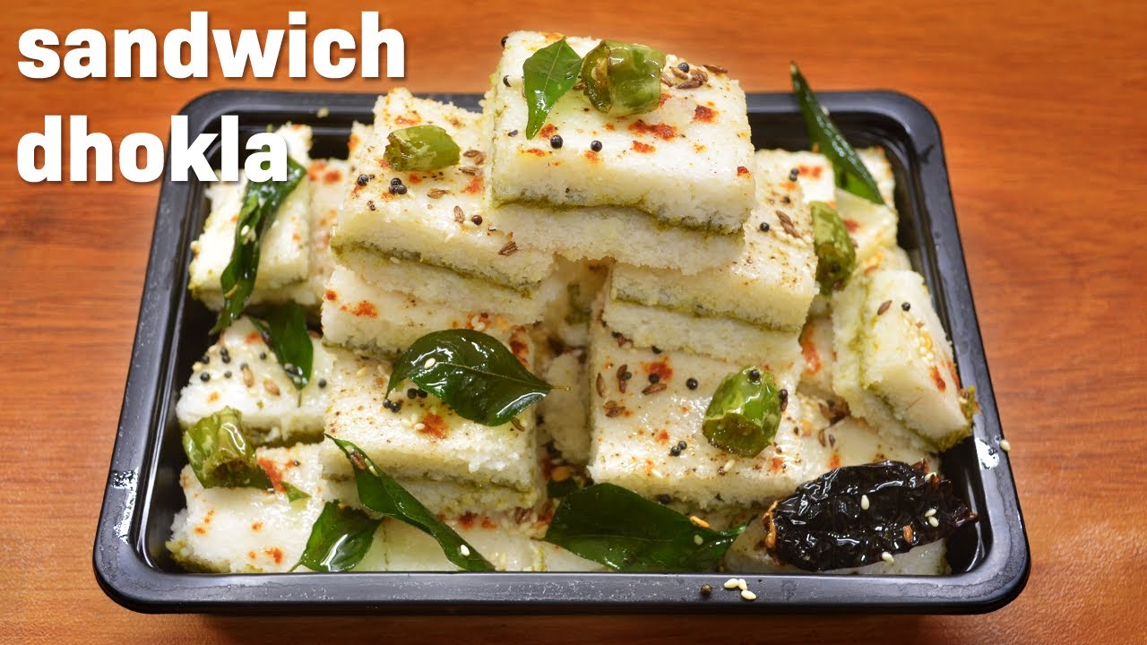 Gujarati Sandwich Dhokla Recipe Double Layered Dhokla, White Sandwich