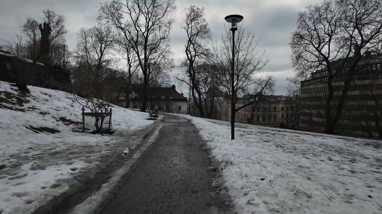 Park Walk Stockholm City Centre Winter Walk ❄️🇸🇪 4K Snowy Streets & Nordic Atmosphere