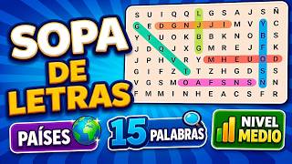 SOPA de LETRAS 🧠 Encuentra el PAÍS rápidamente y junta estrellas por RONDA | 😱 MEDIO screenshot 4