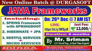 JAVA Frameworks Online Training @ DURGASOFT Guide