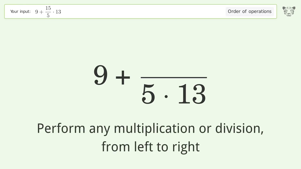 Master Order of Operations: Solve 9+15/5*13 Step by Step! - YouTube