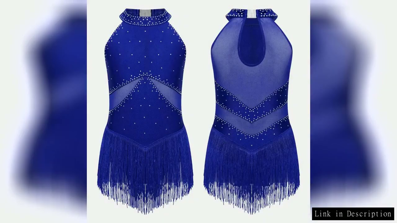 Kids Girls Sleeveless Fringed Bodysuit Moden Latin Jazz Dance Leotard Dress Rhinestones Gymnastics S