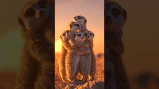 Meerkat families literally hug for warmth 🤗💛